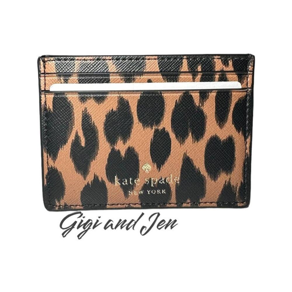 Kate Spade Schuyler Leopard Print Animal Print Small Slim Card Holder